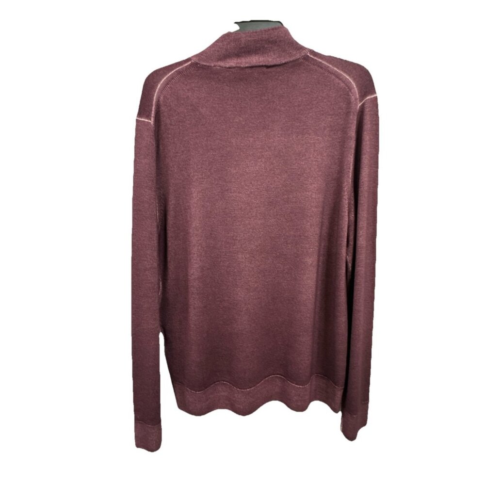 Michael Kors Men’s XXL Sweater Half Zip Merlot 100% Extrafine Merino Wool - Picture 5 of 11